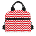 Red And White Chevron Pattern Print Insulated Lunch Bag