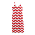 Red And White Chevron Pattern Print Jersey Midi Cami Dress