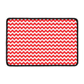 Red And White Chevron Pattern Print Kitchen Mat