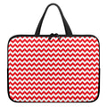 Red And White Chevron Pattern Print Laptop Sleeve With Handle