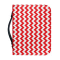 Red And White Chevron Pattern Print Leather Bible Cover