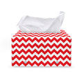 Red And White Chevron Pattern Print Leather Tissue Box Cover