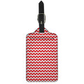 Red And White Chevron Pattern Print Luggage Tag