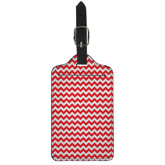 Red And White Chevron Pattern Print Luggage Tag