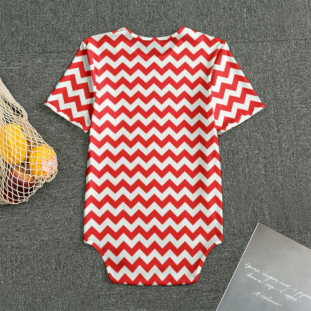 Red And White Chevron Pattern Print Men's Bodysuit