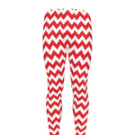Red And White Chevron Pattern Print Men's leggings