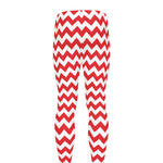 Red And White Chevron Pattern Print Men's leggings