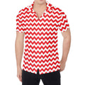 Red And White Chevron Pattern Print Men's Shirt
