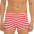 Red And White Chevron Pattern Print Men's Short Boxer Briefs