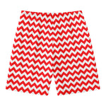 Red And White Chevron Pattern Print Men's Swim Trunks