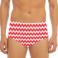 Red And White Chevron Pattern Print Men's Triangle Swim Briefs