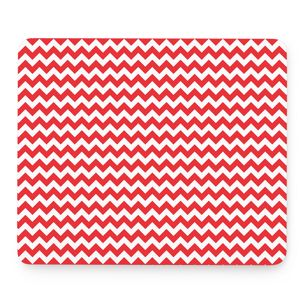 Red And White Chevron Pattern Print Mouse Pad