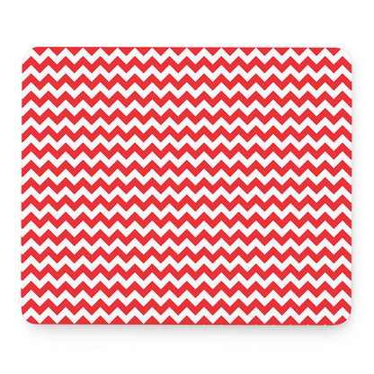 Red And White Chevron Pattern Print Mouse Pad