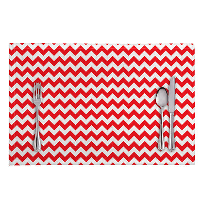 Red And White Chevron Pattern Print Placemat