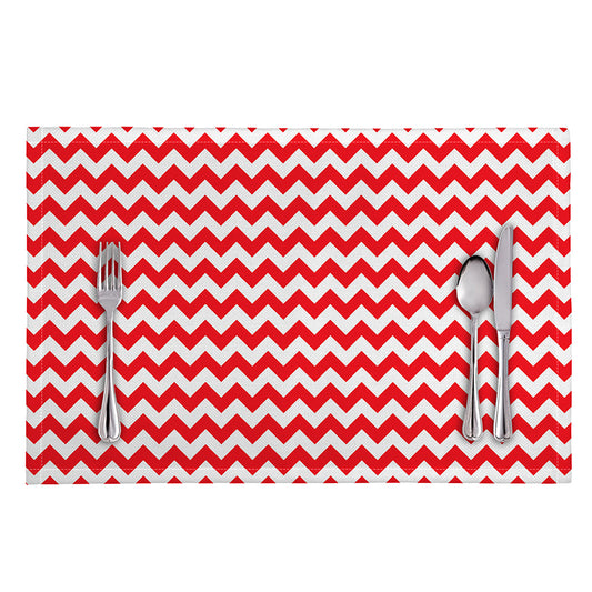 Red And White Chevron Pattern Print Placemat