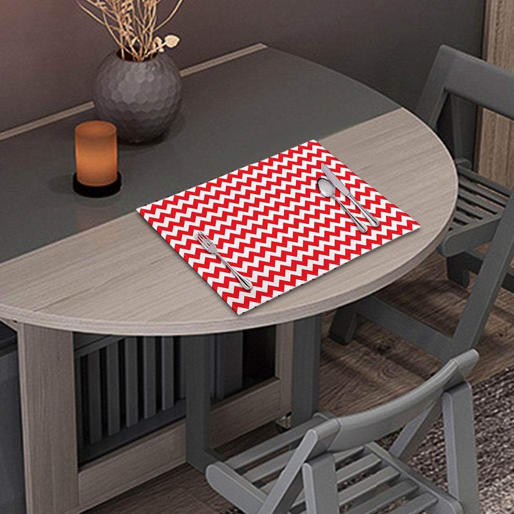 Red And White Chevron Pattern Print Placemat