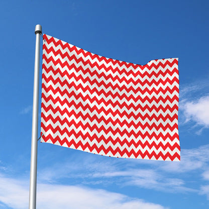 Red And White Chevron Pattern Print Polyester Flag