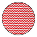 Red And White Chevron Pattern Print Round Floor Mat