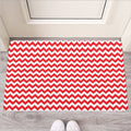 Red And White Chevron Pattern Print Rubber Doormat