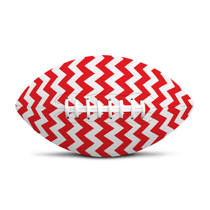 Red And White Chevron Pattern Print Rugby Ball