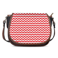Red And White Chevron Pattern Print Saddle Bag