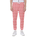 Red And White Chevron Pattern Print Joggers
