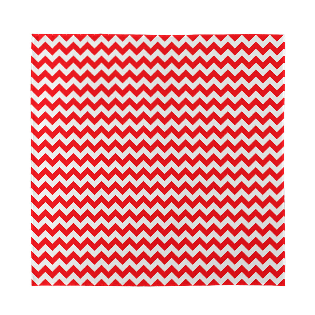 Red And White Chevron Pattern Print Silk Bandana