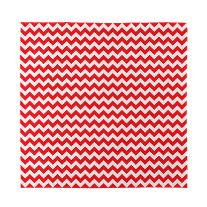 Red And White Chevron Pattern Print Silk Bandana
