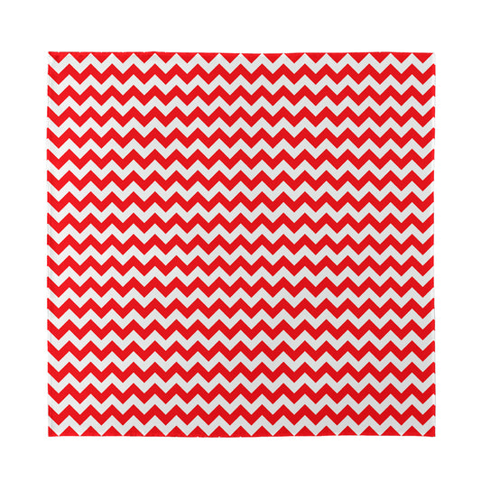 Red And White Chevron Pattern Print Silk Bandana