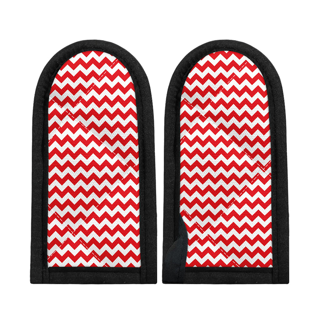Red And White Chevron Pattern Print Skillet Handle Cover