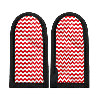 Red And White Chevron Pattern Print Skillet Handle Cover