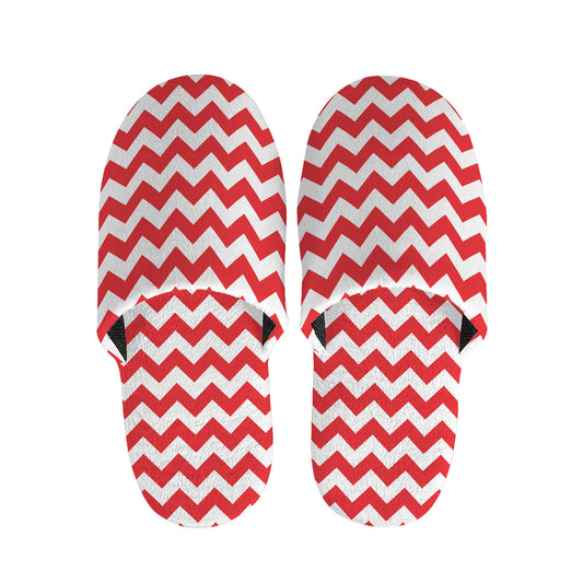 Red And White Chevron Pattern Print Slippers