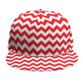 Red And White Chevron Pattern Print Snapback Cap