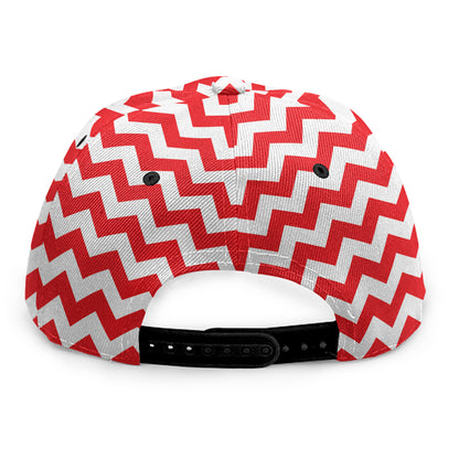 Red And White Chevron Pattern Print Snapback Cap