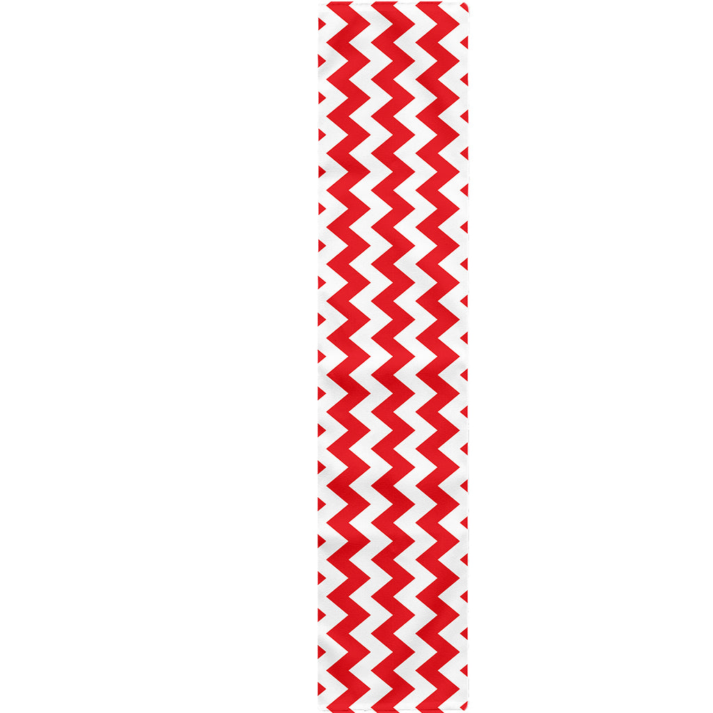 Red And White Chevron Pattern Print Table Runner