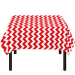 Red And White Chevron Pattern Print Tablecloth
