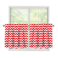 Red And White Chevron Pattern Print Tier Curtains