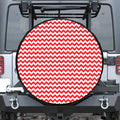 Red And White Chevron Pattern Print Tire Cover