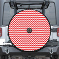 Red And White Chevron Pattern Print Tire Cover With Camera Hole