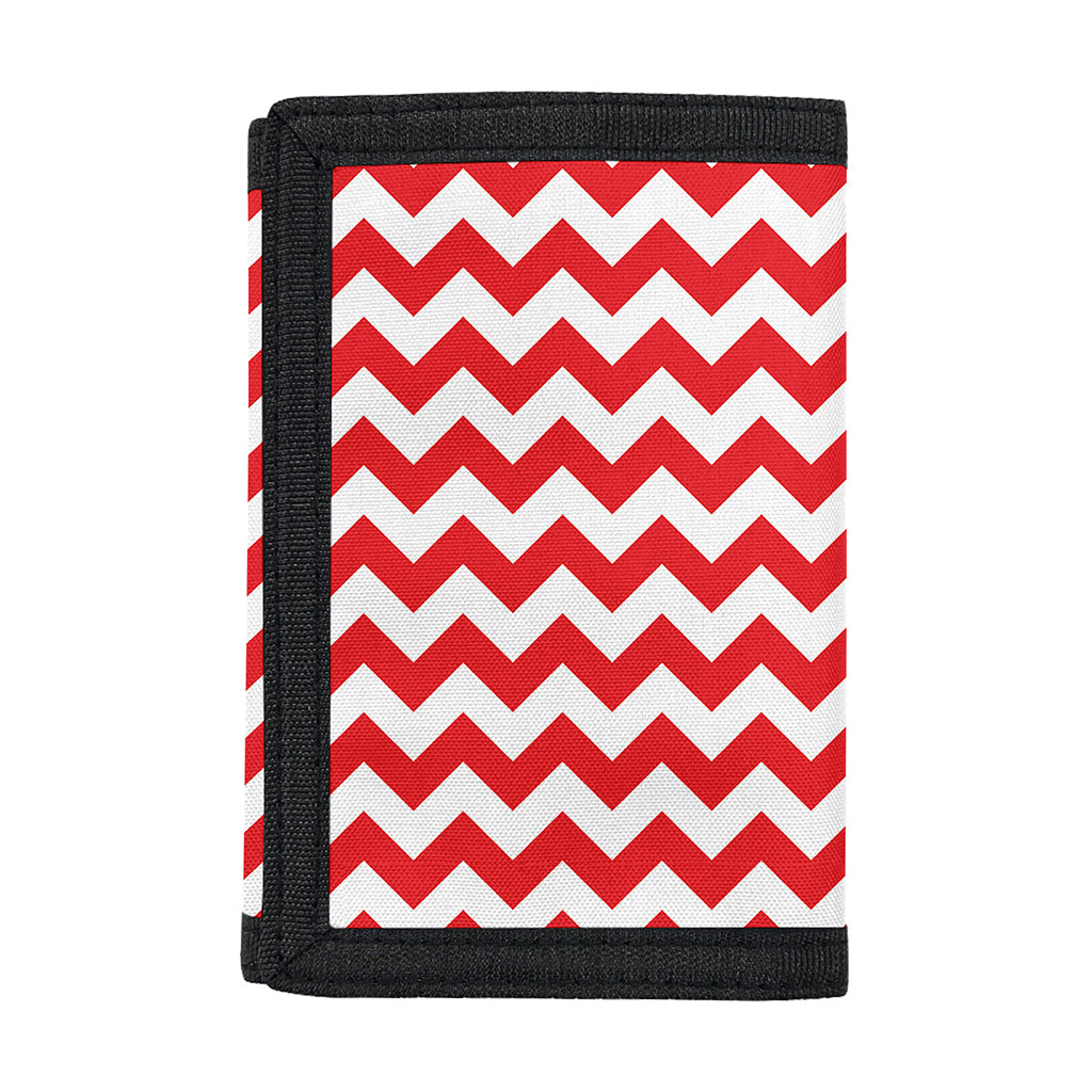 Red And White Chevron Pattern Print Trifold Wallet