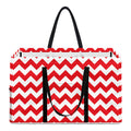 Red And White Chevron Pattern Print Utility Tote Bag