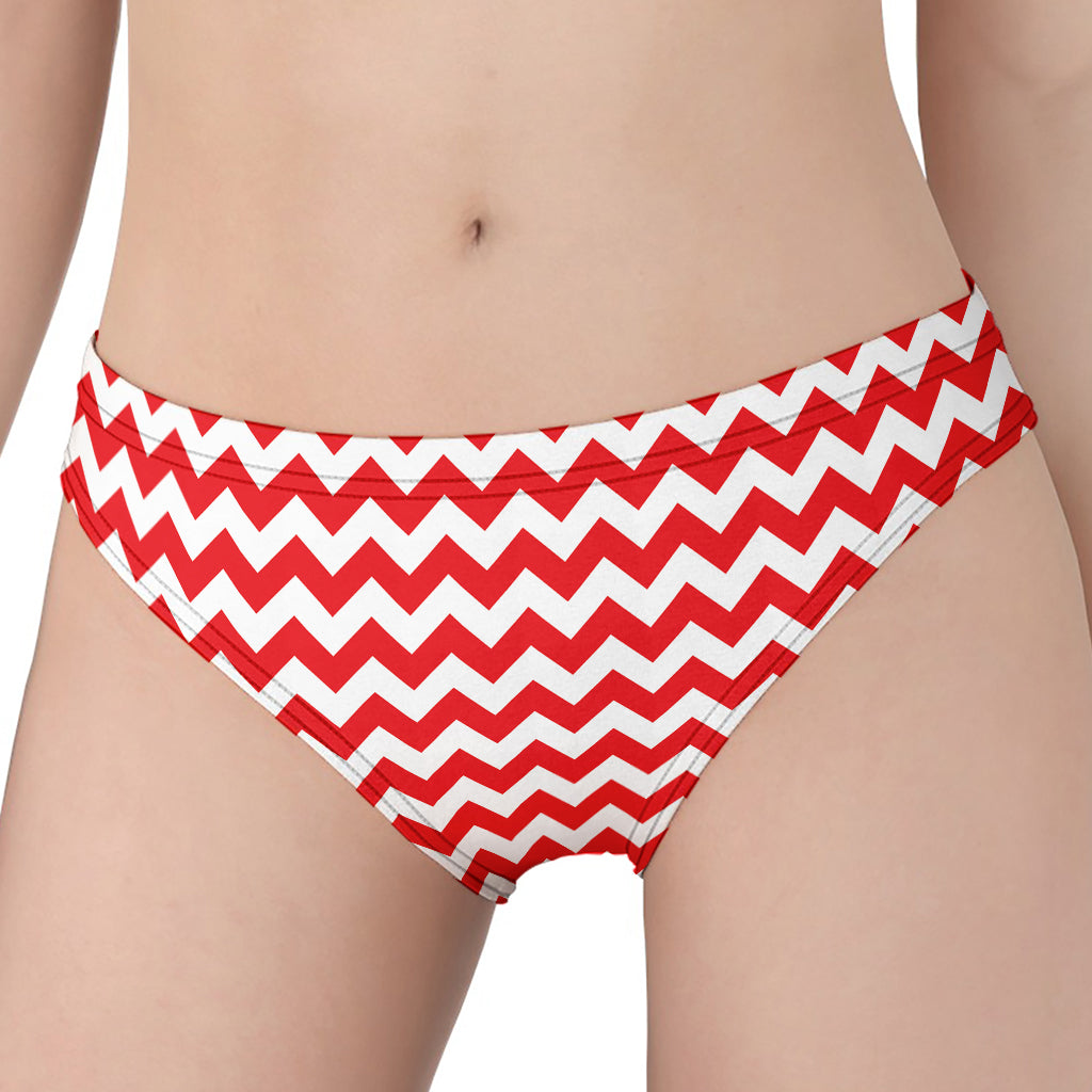 Red And White Chevron Pattern Print Women's Panties