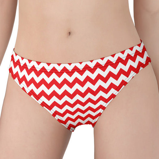 Red And White Chevron Pattern Print Women's Panties