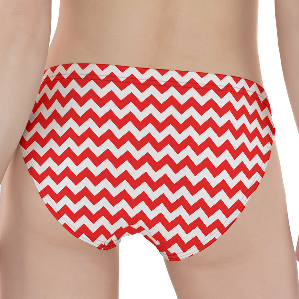 Red And White Chevron Pattern Print Women's Panties