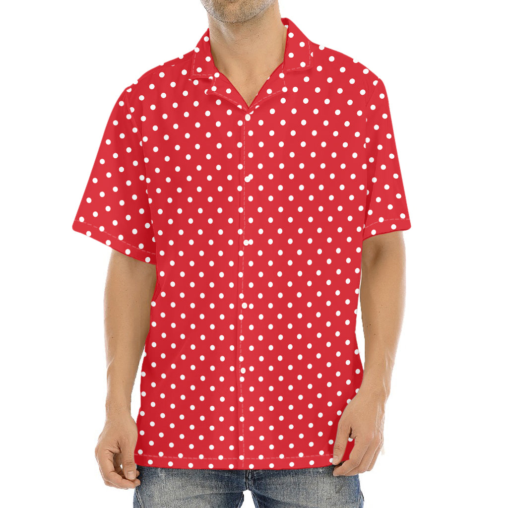Red And White Christmas Dots Print Aloha Shirt
