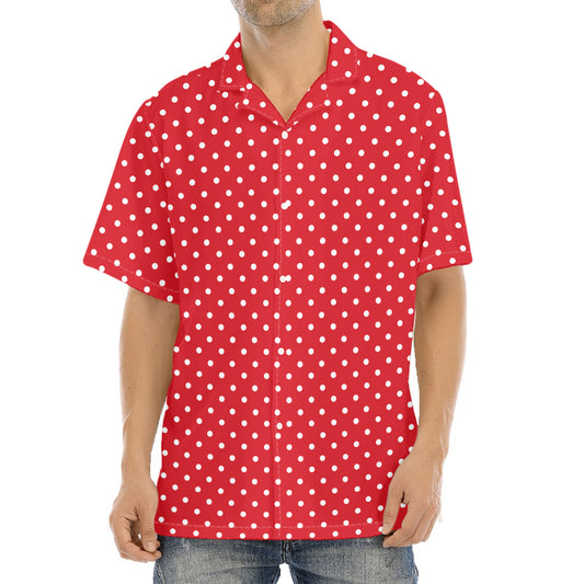 Red And White Christmas Dots Print Aloha Shirt