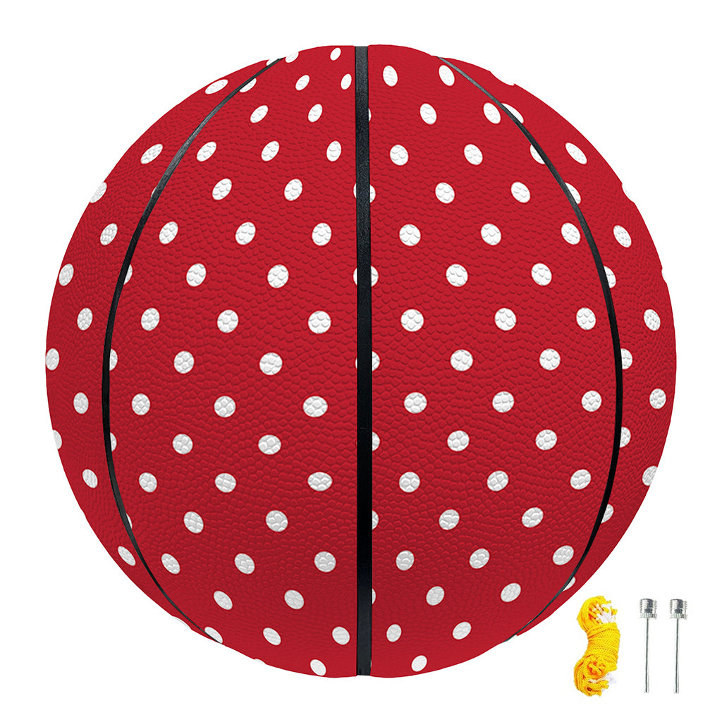 Red And White Christmas Dots Print Basketball