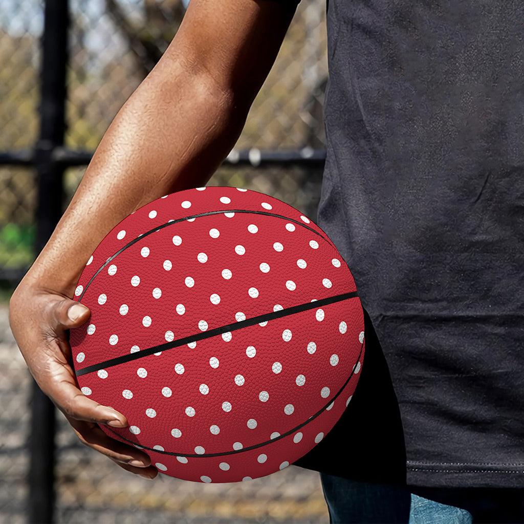 Red And White Christmas Dots Print Basketball