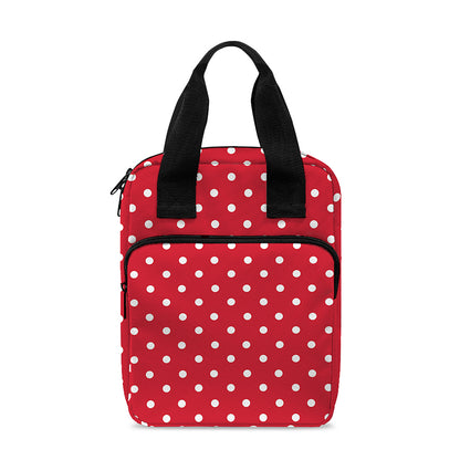 Red And White Christmas Dots Print Bible Tote Bag