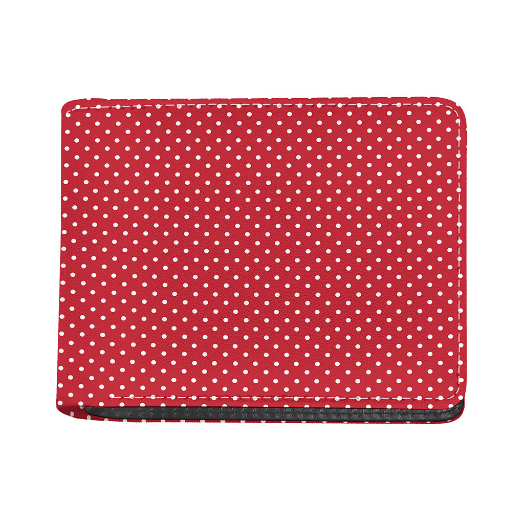 Red And White Christmas Dots Print Bifold Wallet